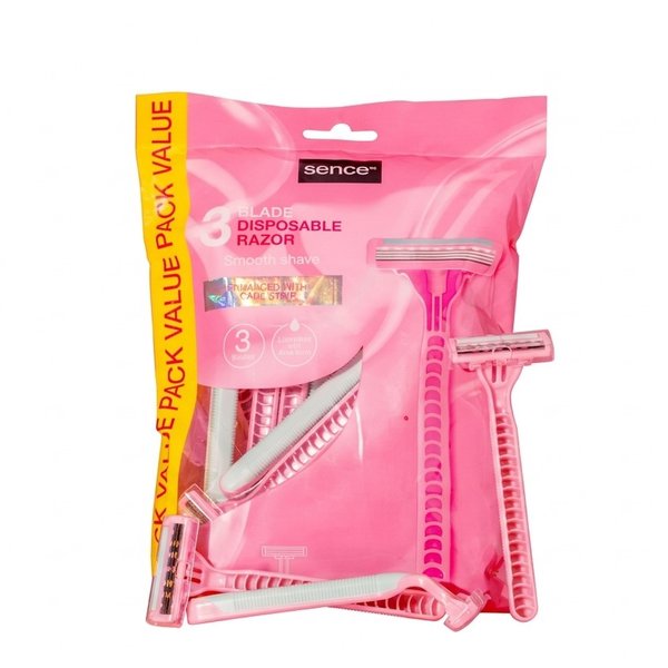 SENCE BEAUTY 3 Blade Disposable Razor Smooth Shape 24x pcs سينس بيوتي شفرات ازالة الشعر