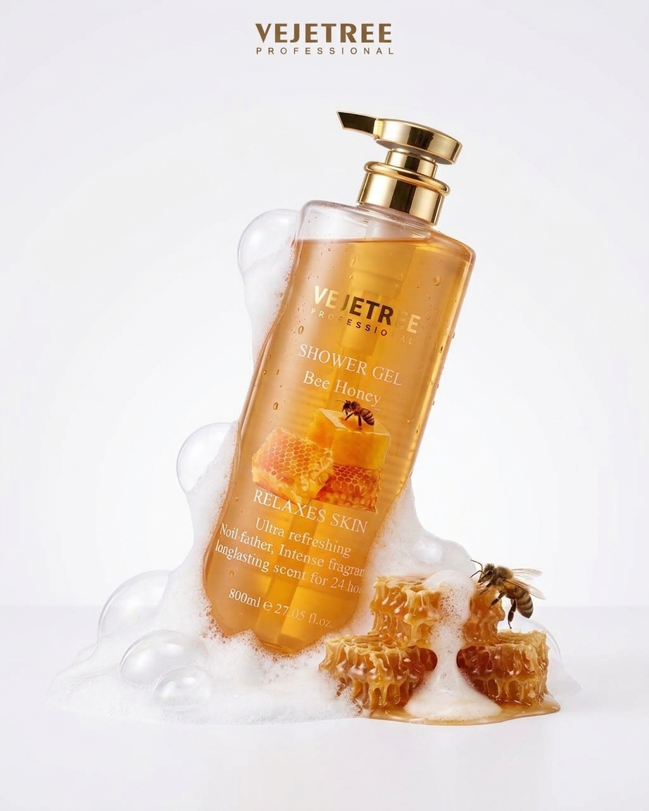 VEJETREE Shower Gel Bee Honey Relaxes Skin Ultra Refreshing Noil Father Intense Fragrance 800ml فيجيتري