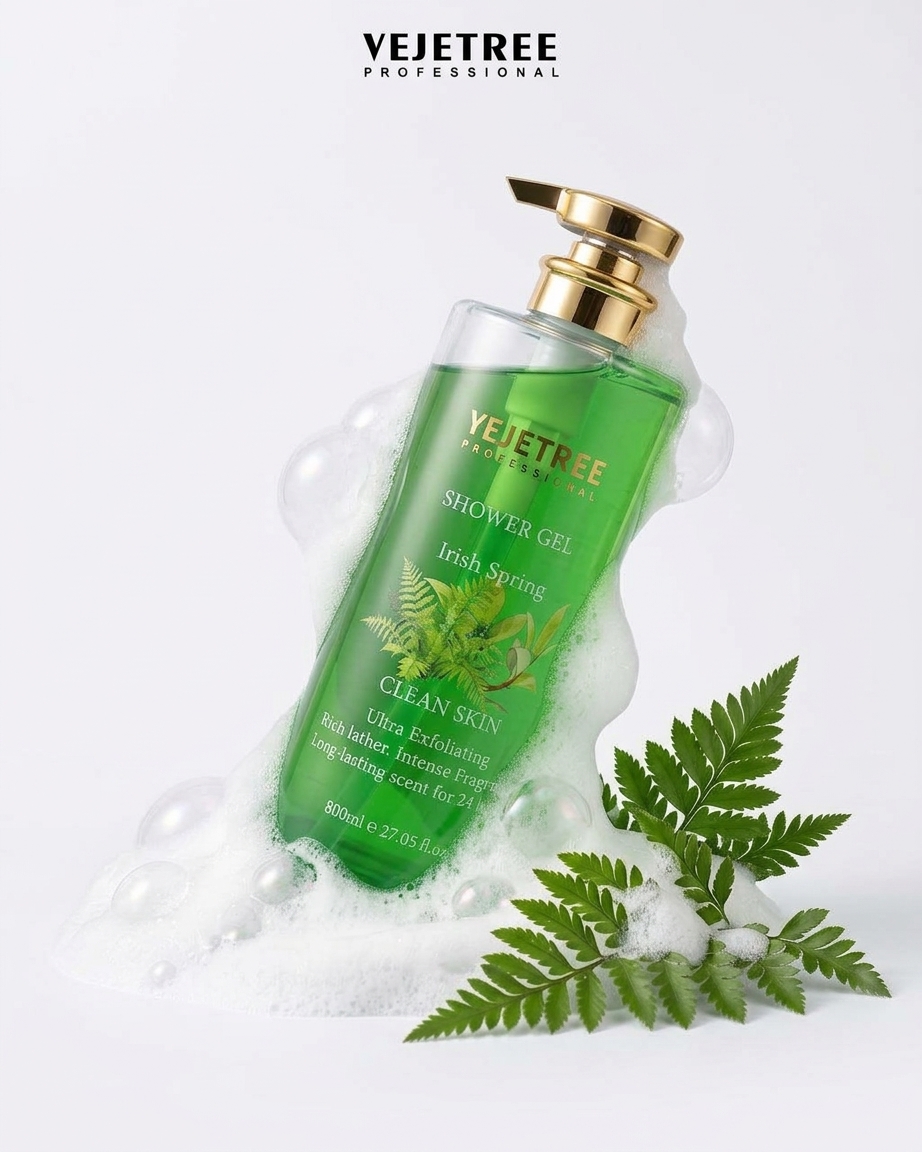 VEJETREE Shower Gel Irish Spring Clean Skin Ultra Exfoliating Rich Lather Intense Fragrance 800ml فيجيتري جل استحمام برائحة منعشة