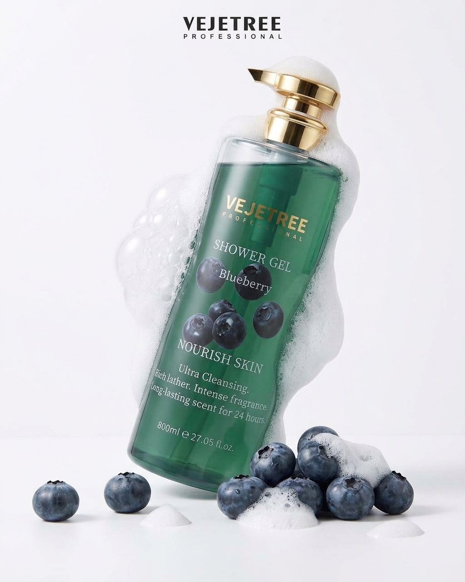 VEJETREE Shower Gel Blueberry Nourish Skin Ultra Cleansing Rich Lather Intense Fragrance 800ml فيجيتري جل استحمام بالتوت الأزرق
