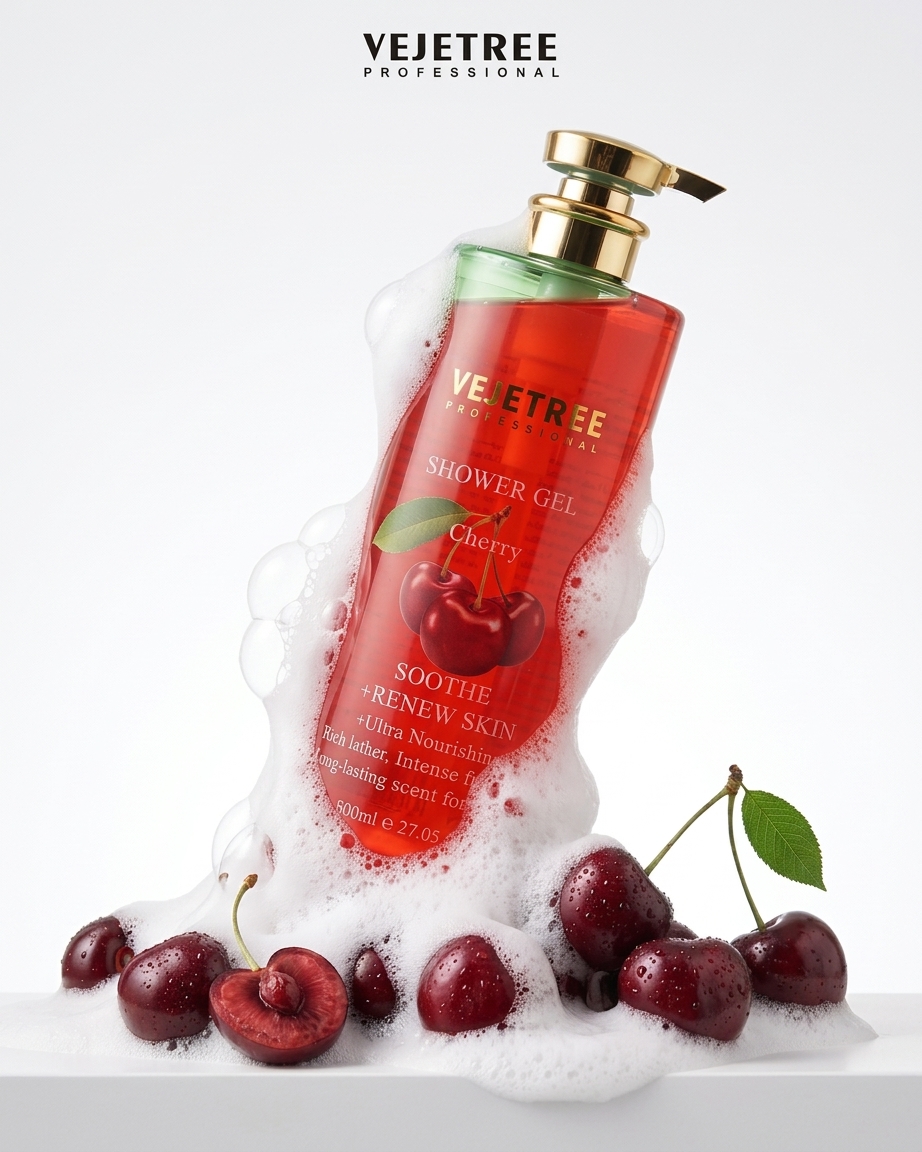 VEJETREE Shower Gel Cherry Soothe + Renew Skin Ultra Nourishing 800ml فيجيتري جل استحمام بالكرز