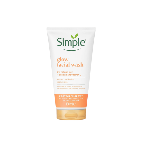 SIMPLE Glow Facial Wash 150ml سمبل غسول للبشرة بالطين وفيتامين C ينظف البشرة بلطف ويعزز إشراقتها 