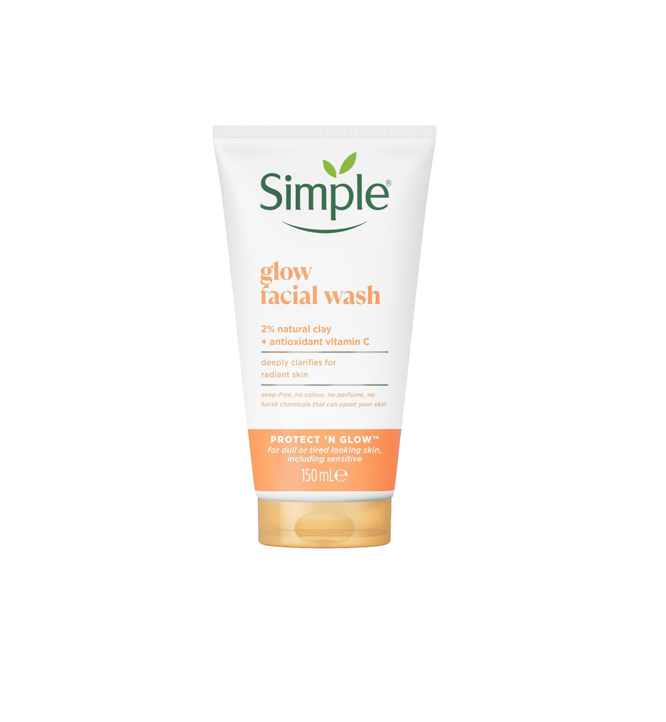 SIMPLE Glow Facial Wash 150ml سمبل غسول للبشرة بالطين وفيتامين C ينظف البشرة بلطف ويعزز إشراقتها