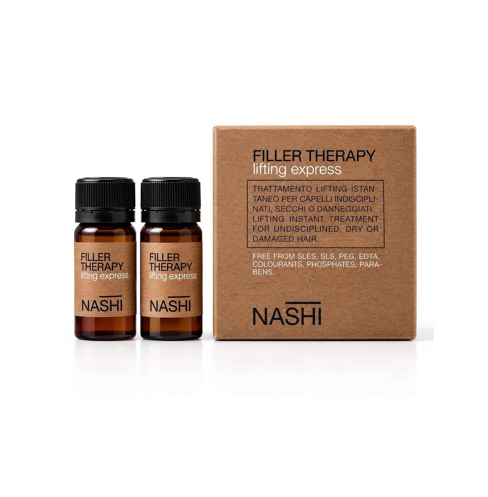 NASHI ARGAN Filler Therapy Lifting Express 2x8ml ناشي أرجان سيروم يرمم الشعر الجاف والتالف، يقويه ويكثفه، ويمنحه مرونة ونعومة