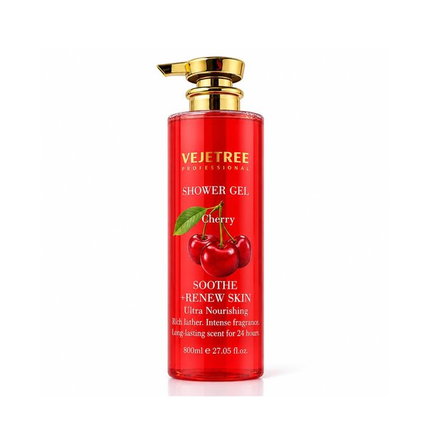 VEJETREE Shower Gel Cherry Soothe + Renew Skin Ultra Nourishing 800ml فيجيتري جل استحمام بالكرز