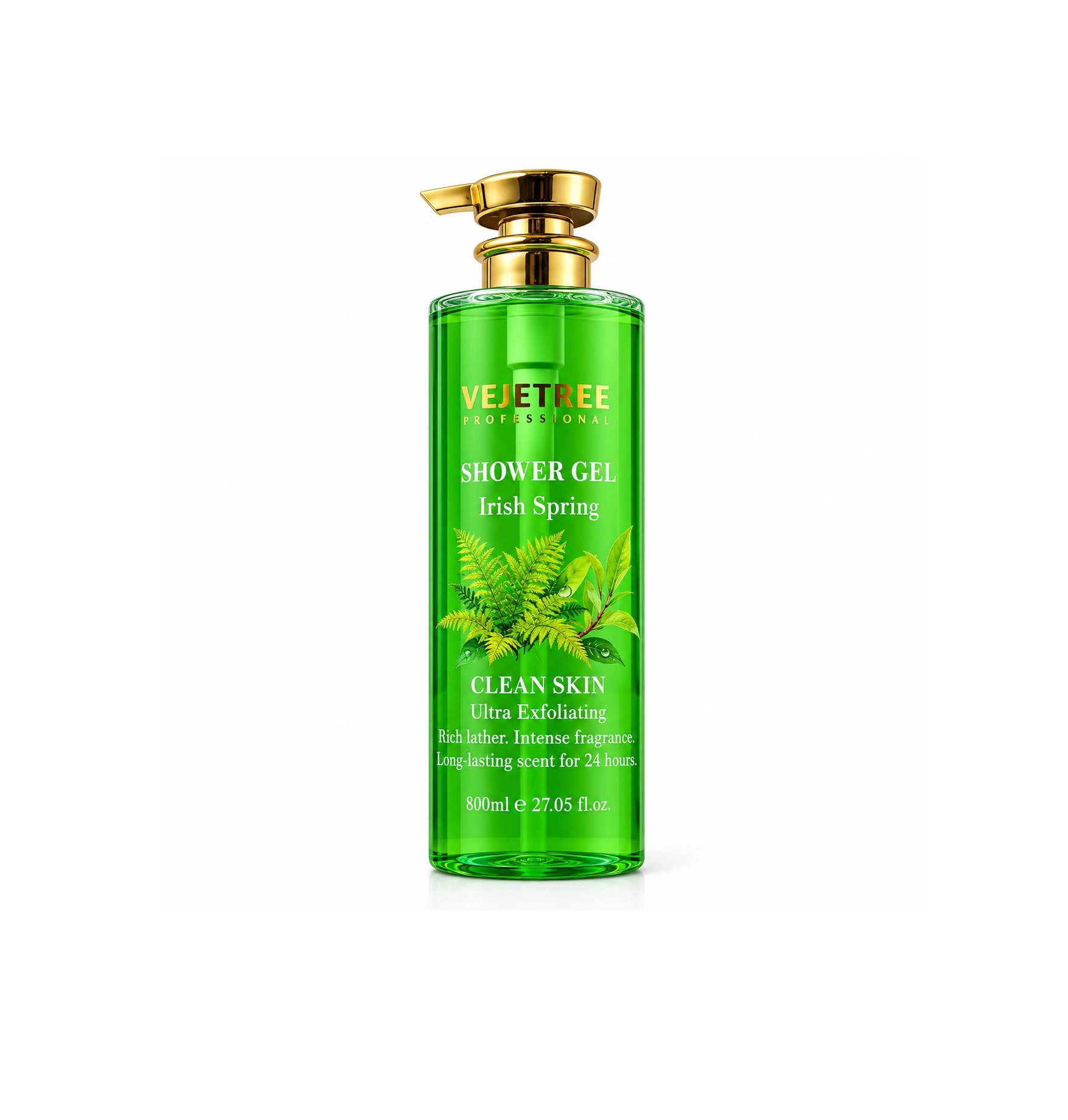 VEJETREE Shower Gel Irish Spring Clean Skin Ultra Exfoliating Rich Lather Intense Fragrance 800ml فيجيتري جل استحمام برائحة منعشة