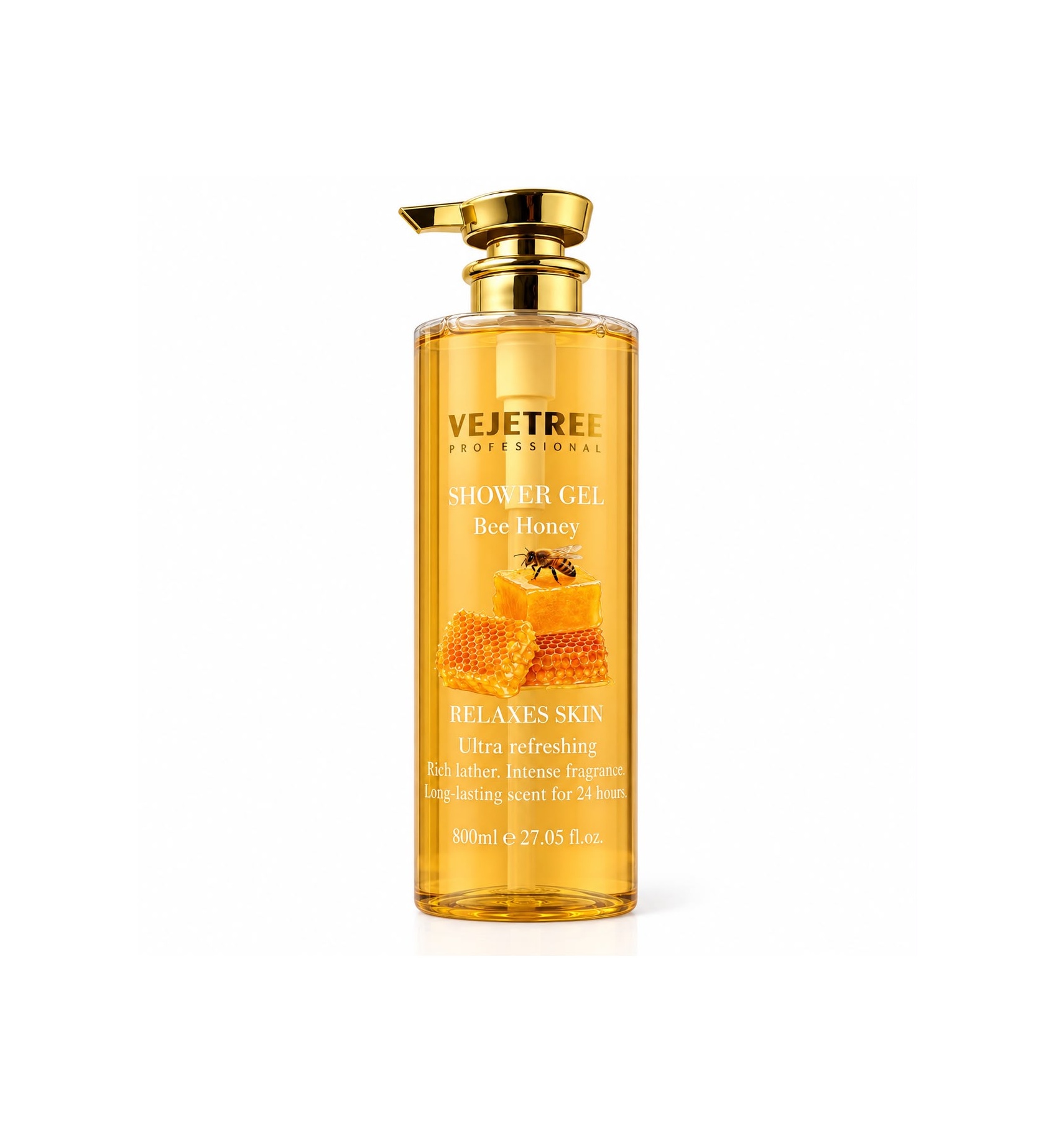 VEJETREE Shower Gel Bee Honey Relaxes Skin Ultra Refreshing Noil Father Intense Fragrance 800ml  فيجيتري
