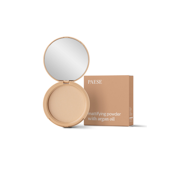 PAESE Mattifying powder With Argan Oil 8g  بيز بودرة مضغوطة بزيت الارغان تمنح البشرة لمسة مطفية وناعمة