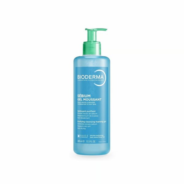 BIODERMA Purifying Cleansing Foaming Gel 400ml بايوديرما غسول رغوي ينظف البشرة الدهنية بلطف، وينظم الدهون ويحافظ على نقاء المسام