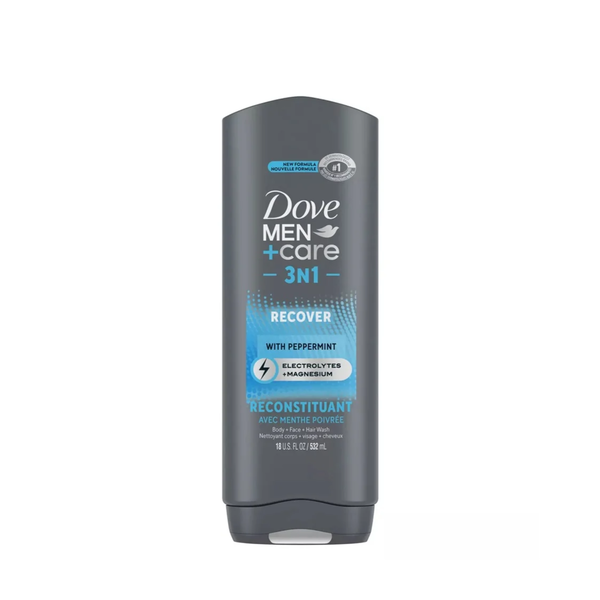 DOVE MEN + CARE Body Wash Recover 3 in 1 532ml - PEPERMINT  دوف غسول للجسم برائحة النعناع المنعش