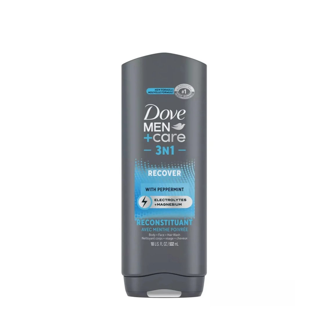 DOVE MEN + CARE Body Wash Recover 3 in 1 532ml - PEPERMINT  دوف غسول للجسم برائحة النعناع المنعش