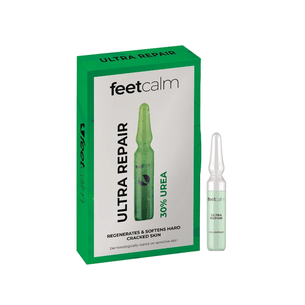 FEET CALM Ultra Repair 30% Urea Regenerates & Softens Hard Cracked Skin فيت كالم أمبولات بتركيز 30% من اليوريا لتجديد وتنعيم البشرة الخشنة والمتشققة 