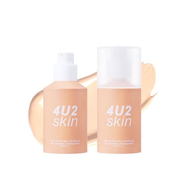 4U2 Skin Stay Matte Full Coverage Foundation With Spf50 pa++++ 25ml فور يو تو كريم اساس مطفي يمنح تغطية كاملة  