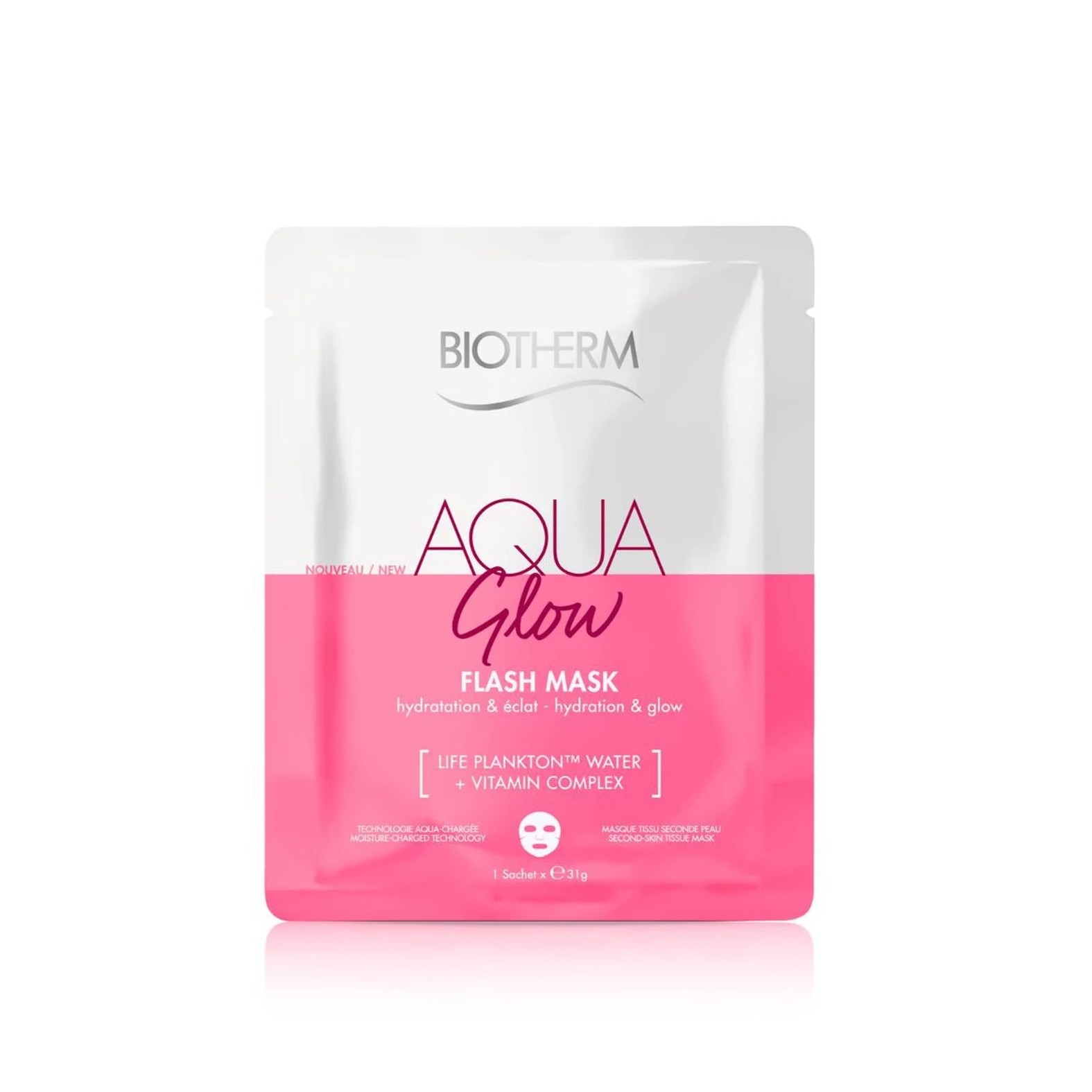 BIOTHERM Aqua Glow Flash Mask Vitamin C Moisturizing for all skin types 31g بايوثيرم ماسك ورقي غني بالفيتامين سي يرطب ويمنح البشرة اشراقة ونضارة