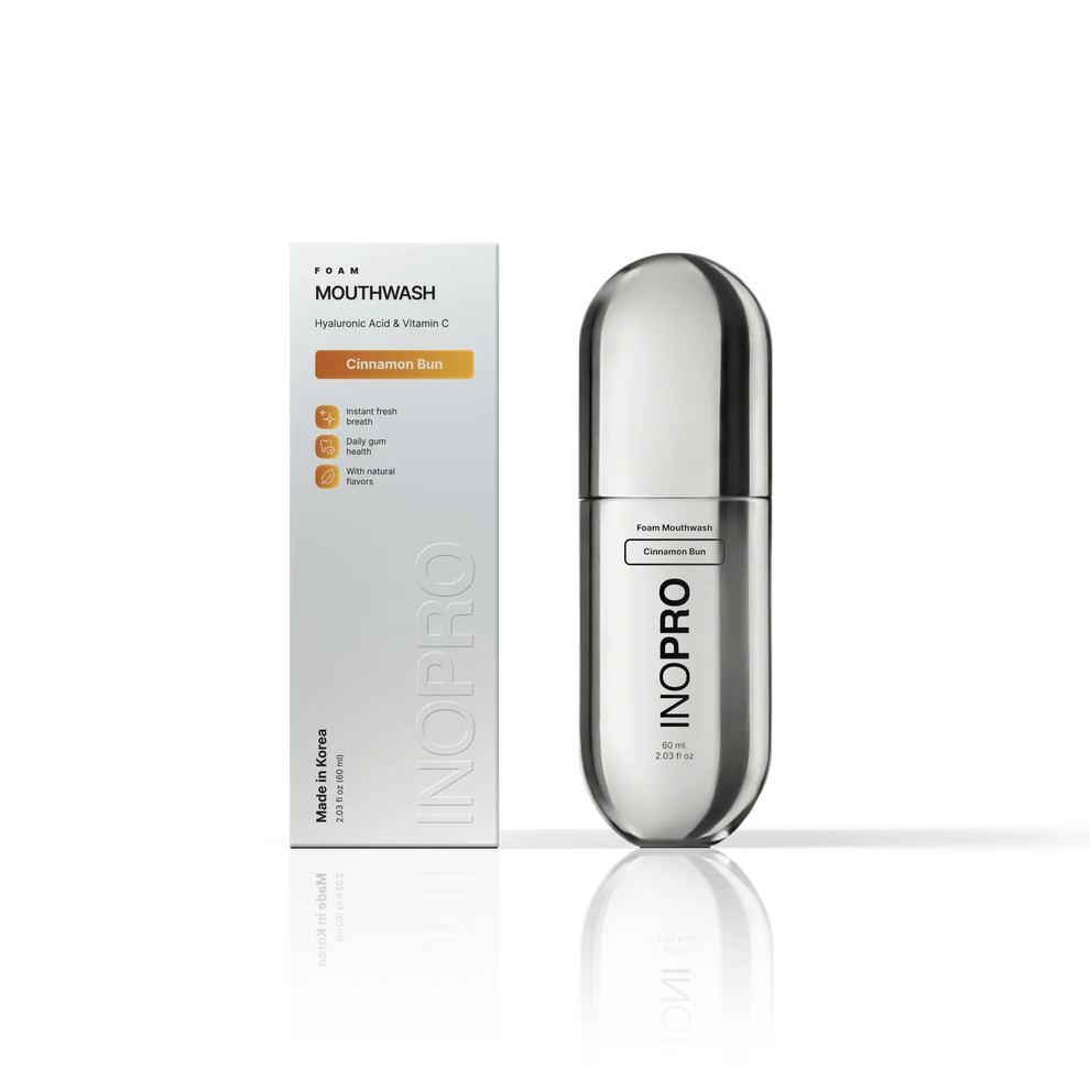 INOPRO Mouth Wash Hyaluronic Acid & Vitamin C 60ml - Cinammon Bun اينوبرو غسول فم رغوي ينعش الفم و يدعم المينا