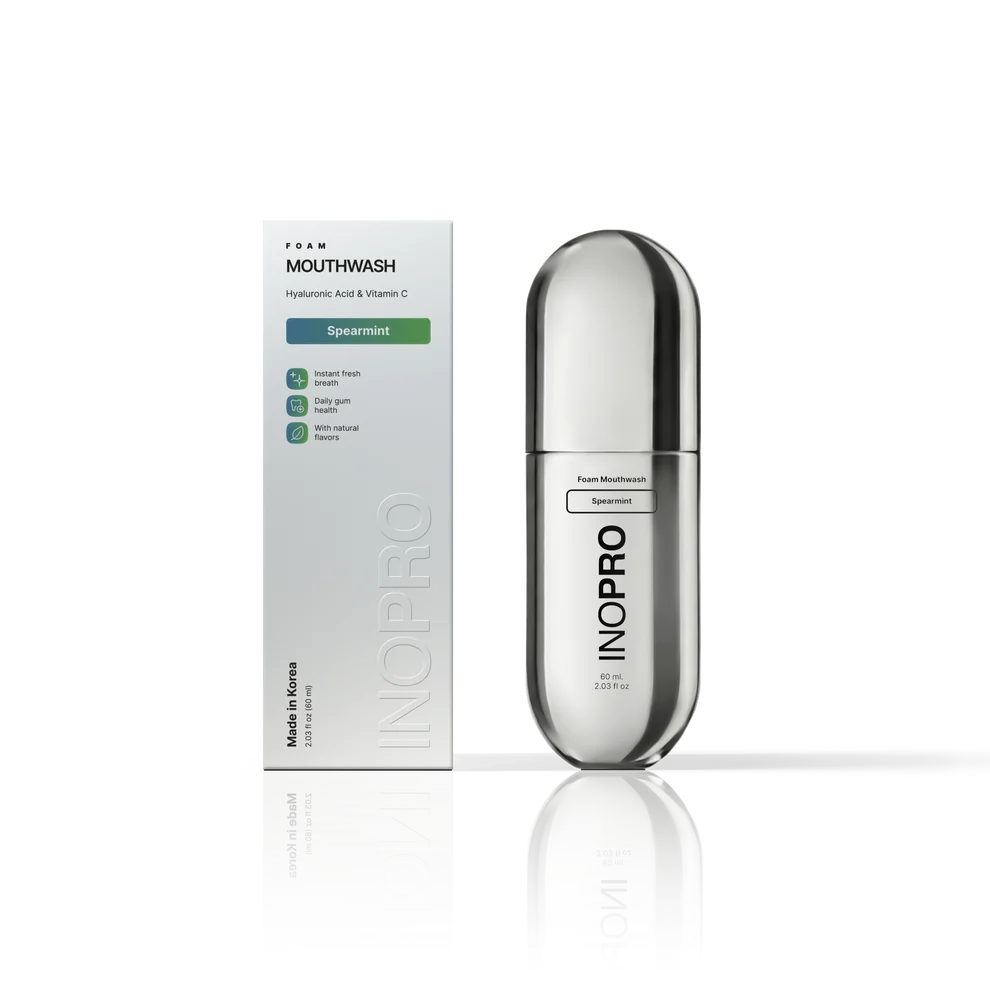 INOPRO Mouth Wash Hyaluronic Acid & Vitamin C 60ml - Spearmint اينوبرو غسول فم رغوي ينعش الفم و يدعم المينا