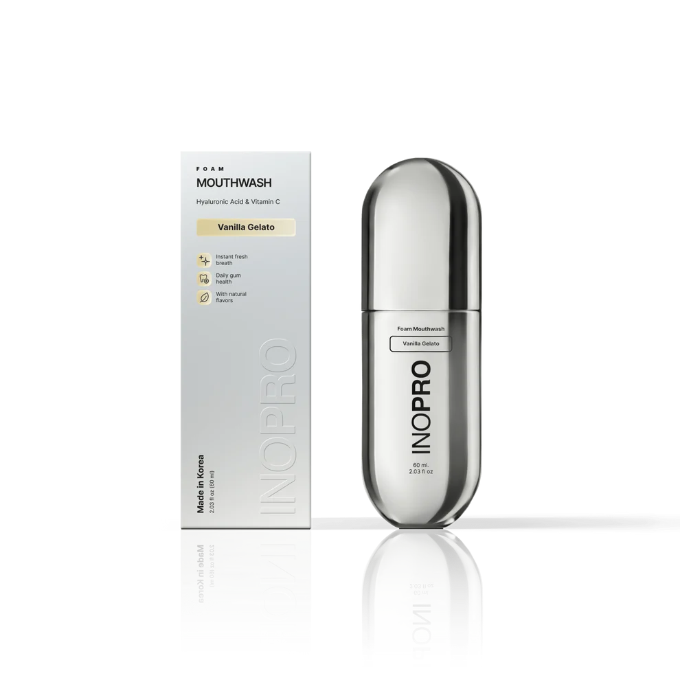 INOPRO Mouth Wash Hyaluronic Acid & Vitamin C 60ml - Vanilla Gelato اينوبرو غسول فم رغوي ينعش الفم و يدعم المينا