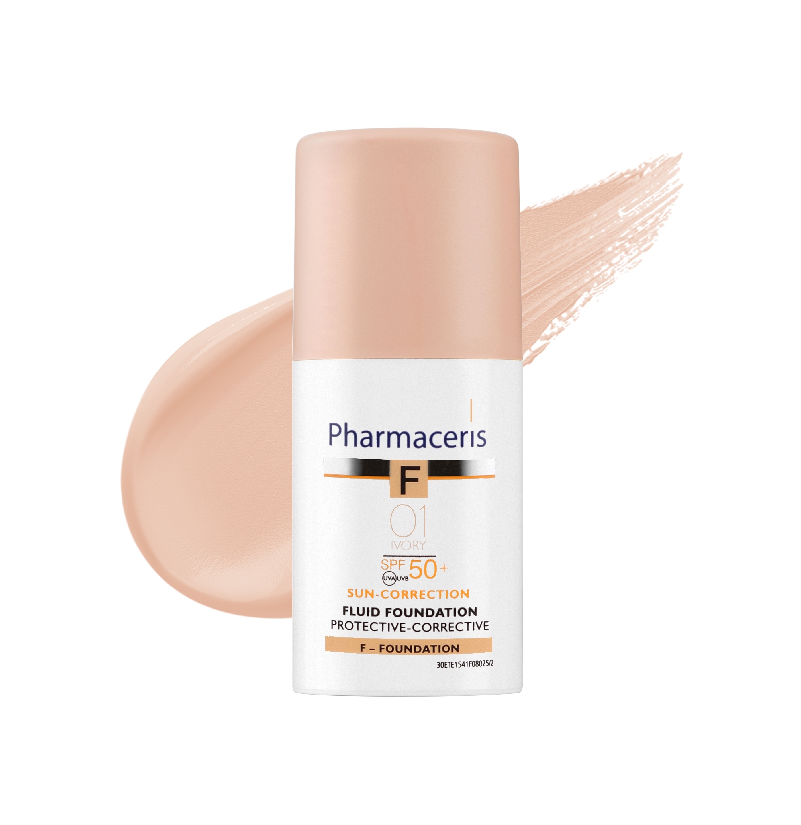 PHARMACERIS Protective Corrective Fluid Foundation Soothes Irritation - 01 Ivory Spf50+ 30ml فارماسيرس كريم اساس يوحد البشرة, يحمي من التصبغات و يهدئ البشرة الحساسة