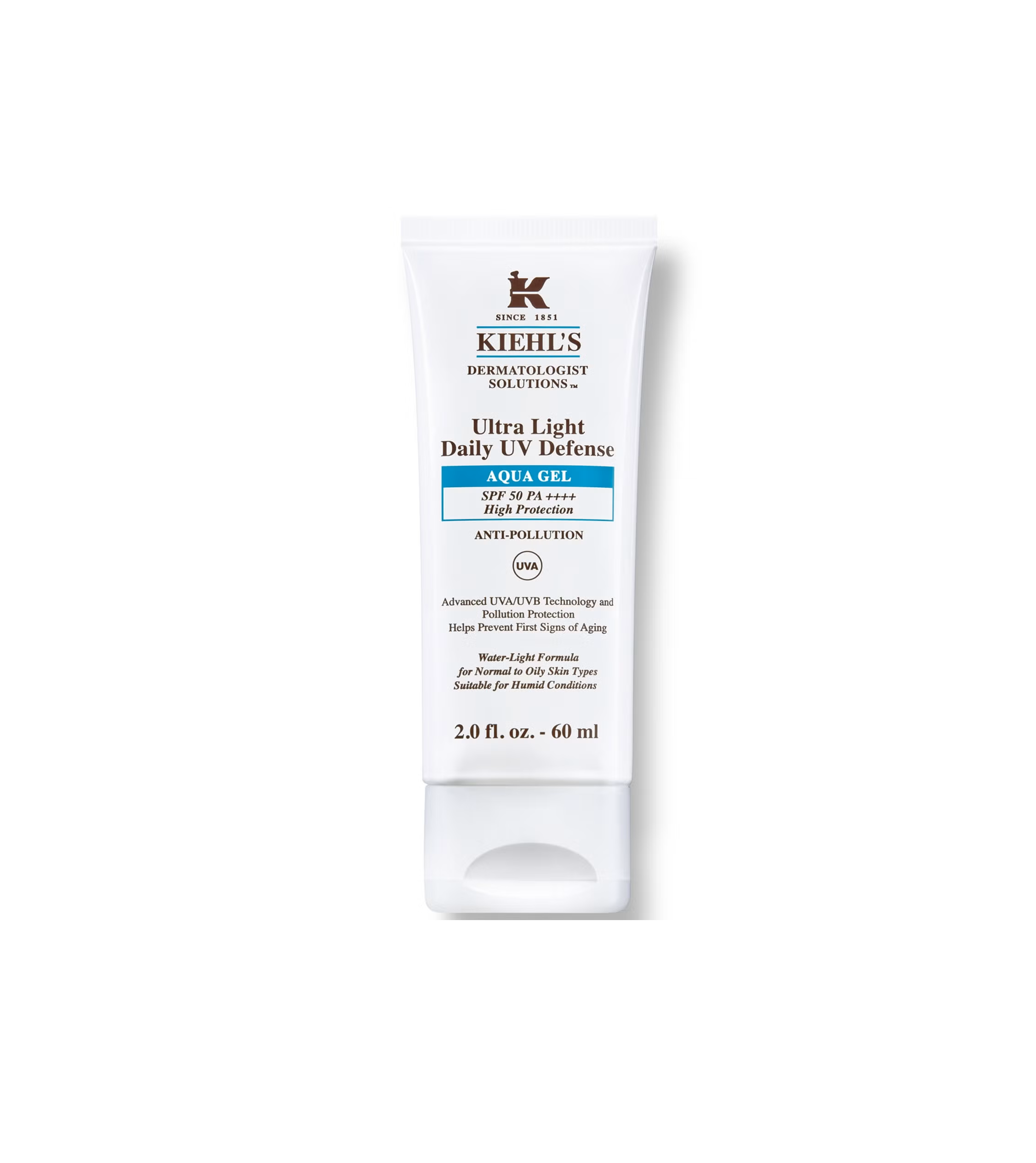 KIEHL’S Ultra Light Daily UV Defense Aqua Gel Spf 50+ pa++++ 60ml كيلز واقي من اشعة الشمس للبشرة الدهنية 