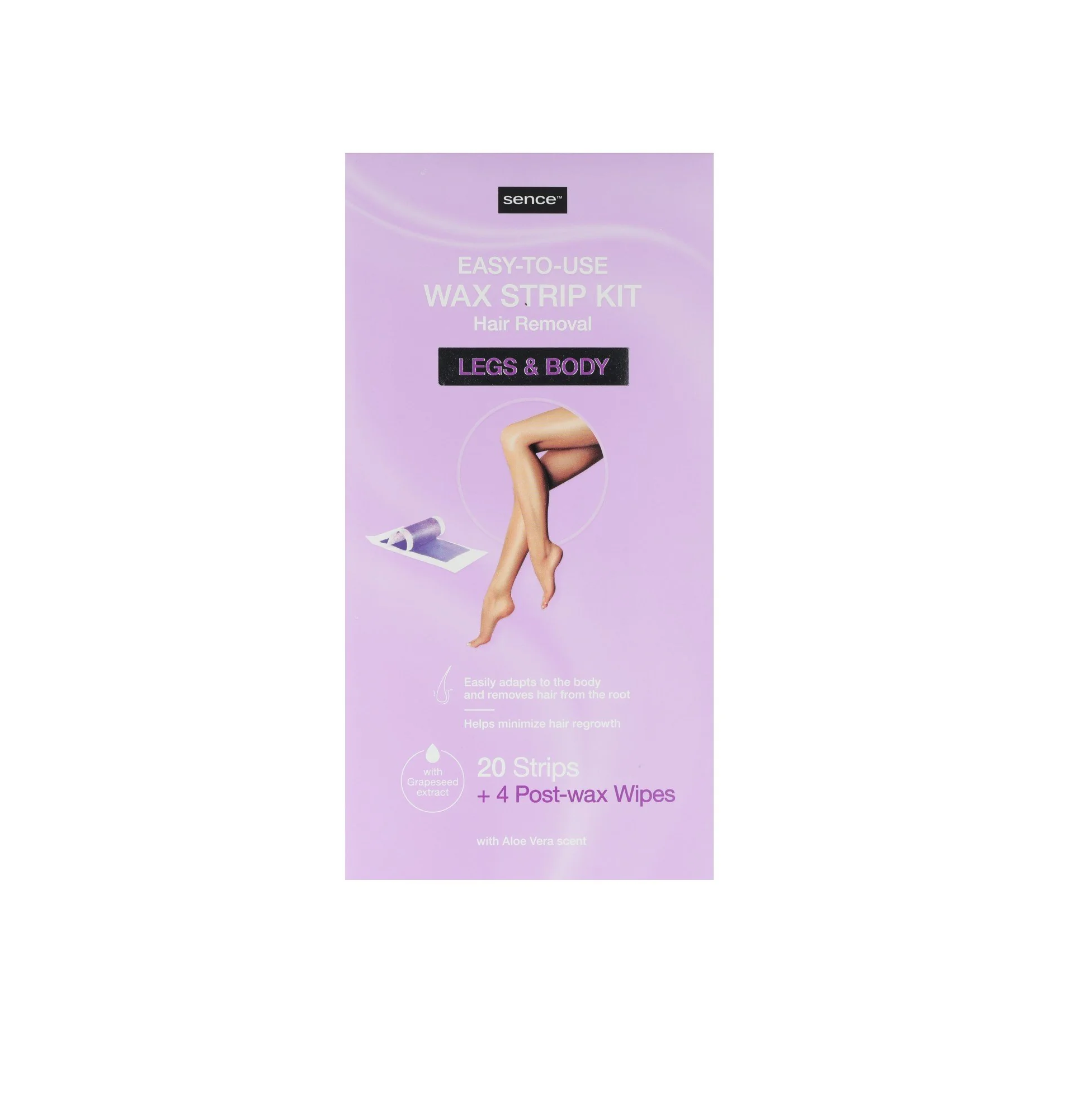SENCE BEAUTY Easy To Use Wax Strip Kit Hair Removal For Legs & Body (20 Strips) سينس بيوتي شرائح واكس لإزالة شعر الجسم و القدمين