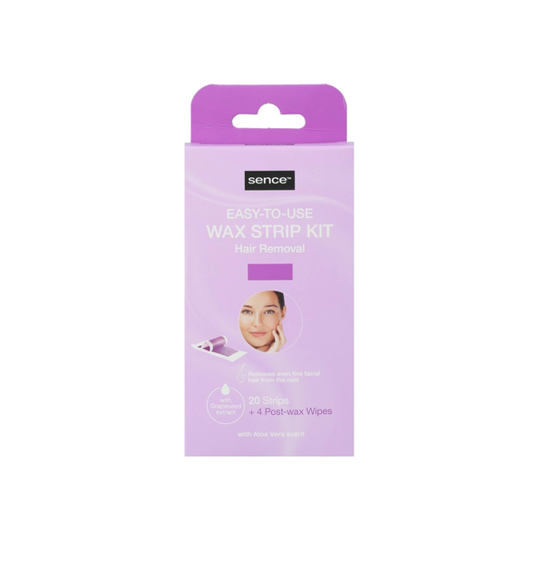 SENCE BEAUTY Easy To Use Wax Strip Kit Hair Removal For Face (20 Strips) سينس بيوتي شرائح شمع للوجه تزيل الشعر غير المرغوب 