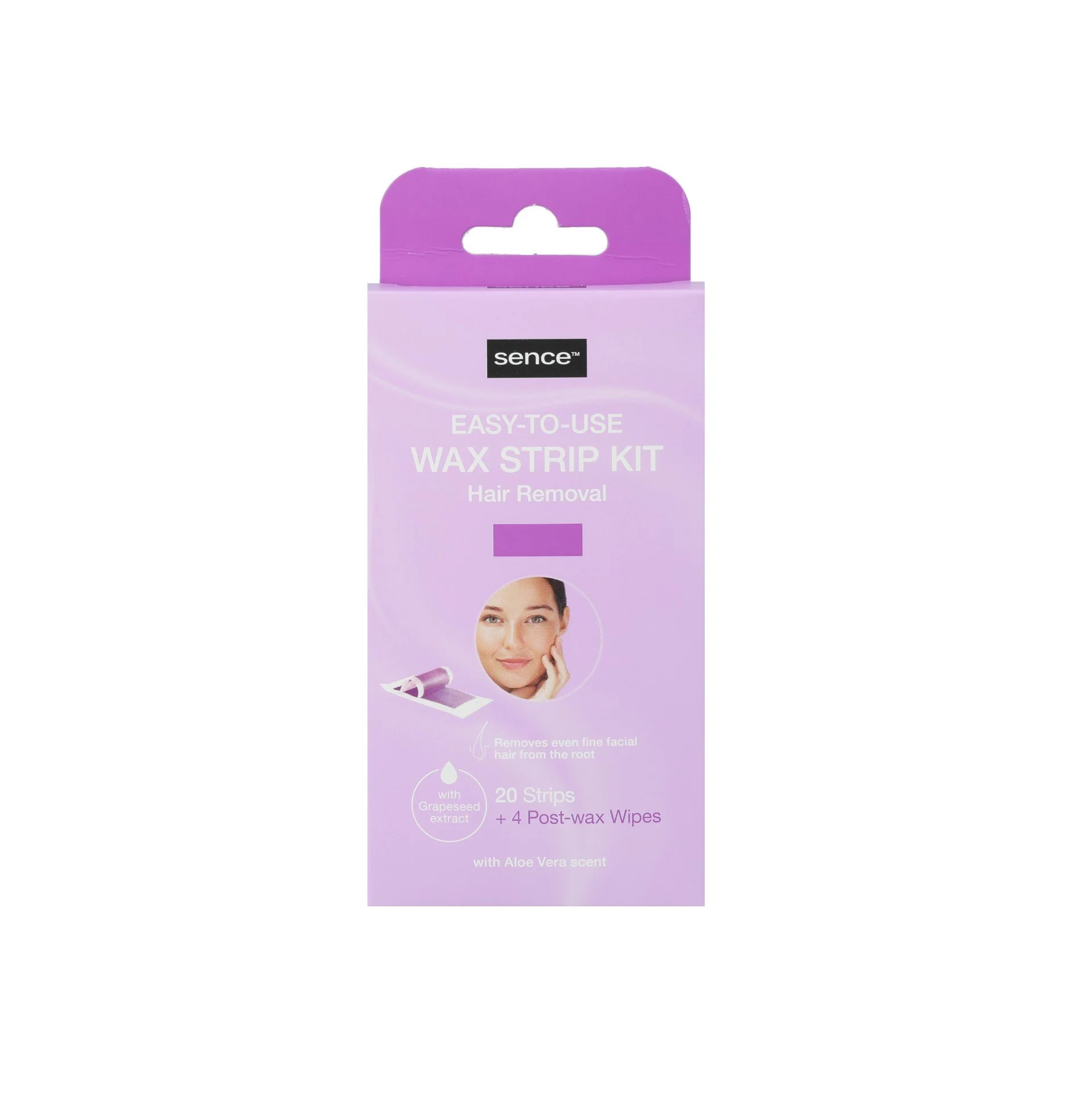 SENCE BEAUTY Easy To Use Wax Strip Kit Hair Removal For Face (20 Strips) سينس بيوتي شرائح شمع للوجه تزيل الشعر غير المرغوب
