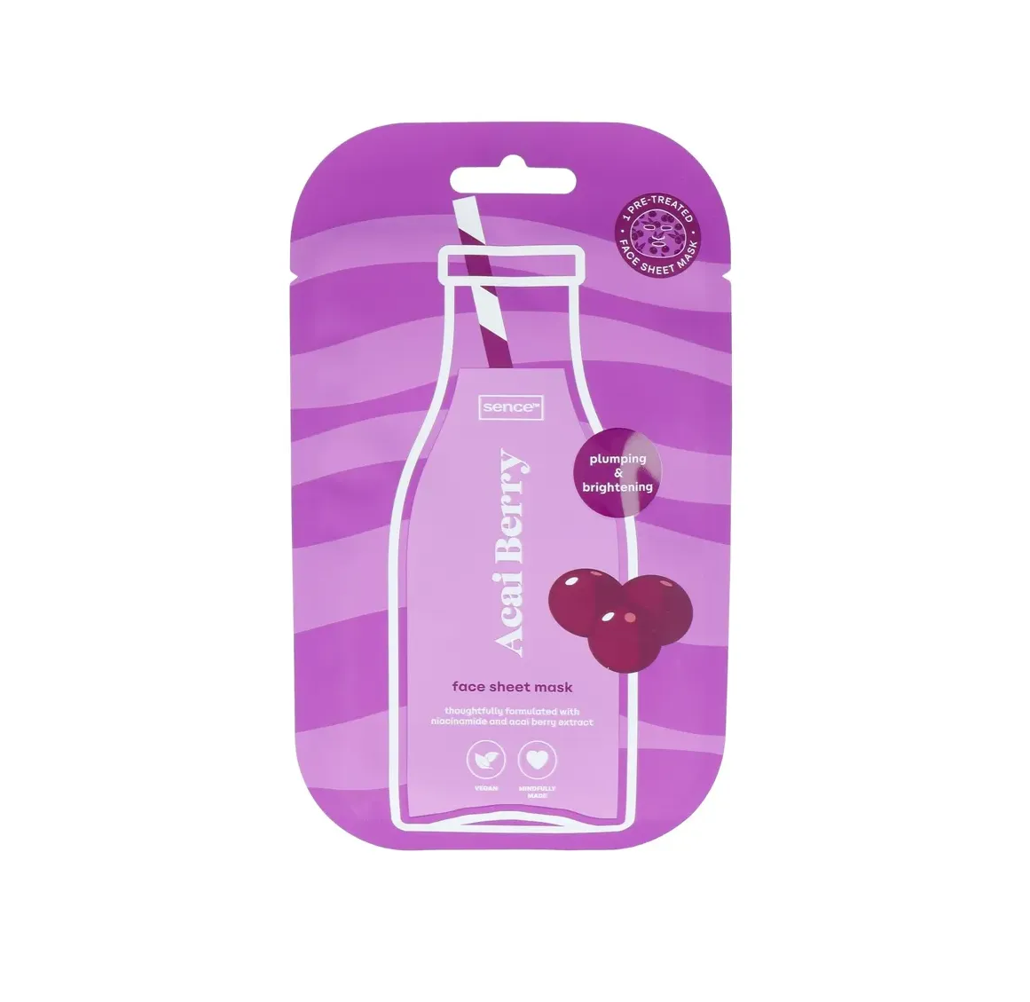 SENCE BEAUTY Acai Berry Face Sheet Mask سينس بيوتي ماسك يرطب البشرة ويغذيها بمضادات الأكسدة