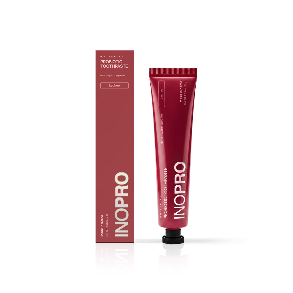 INOPRO Probiotic Toothpaste 75g - Lychee اينوبرو معجون مبيض بالبروبيوتيك يدعم إعادة تمعدن المينا