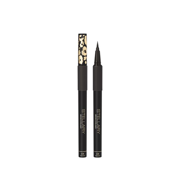 STELLARY Eyeliner with Applicator Brush - 01 Black ستيلاري قلم تحديد العيون مدمج بفرشاة