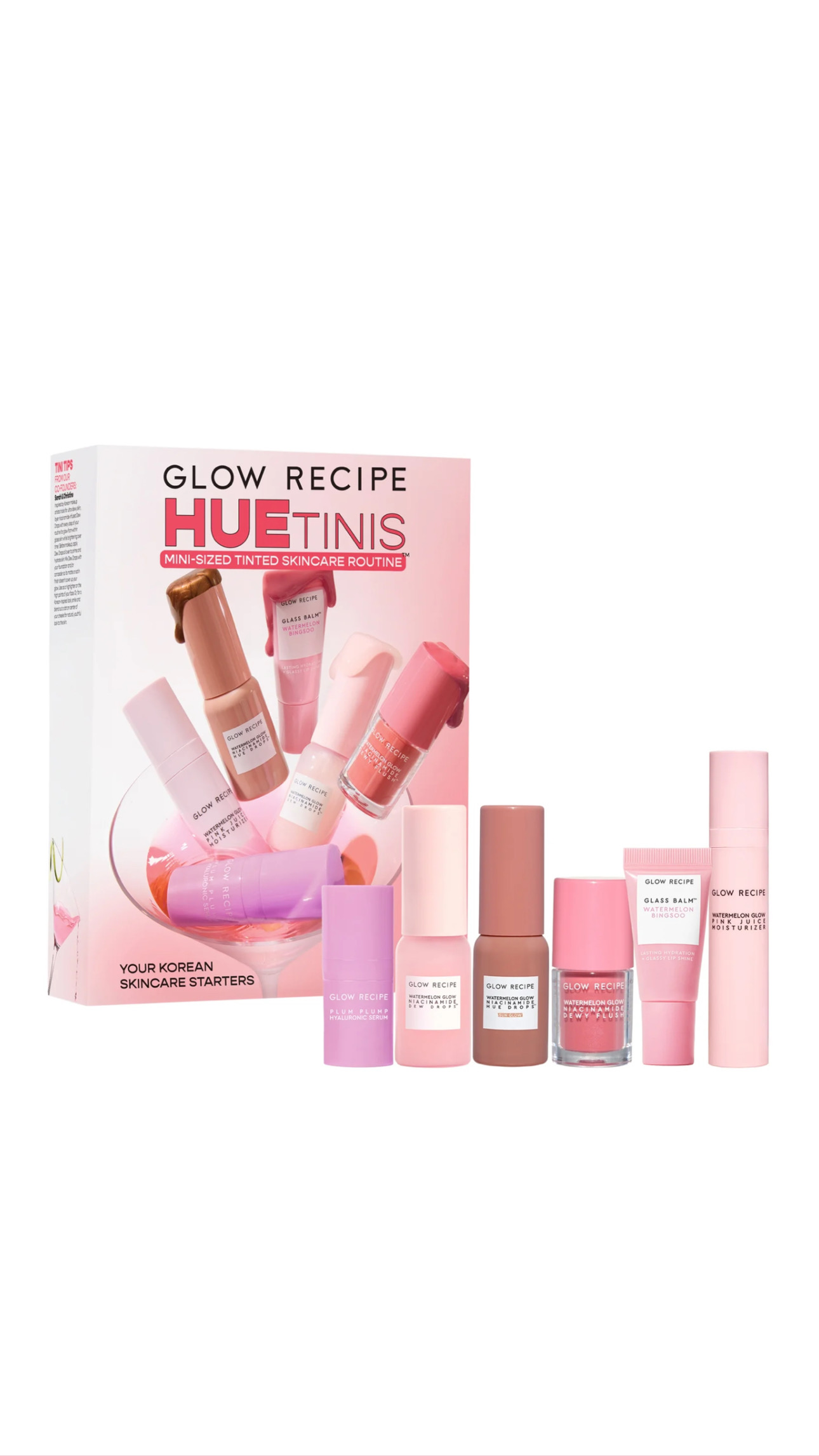 GLOW RECIPE HUETINIS MINI-SIZED TINTED SKINCARE ROUTINE گلو ريسيپي مجموعة متكاملة لترطيب وتفتيح لون البشرة