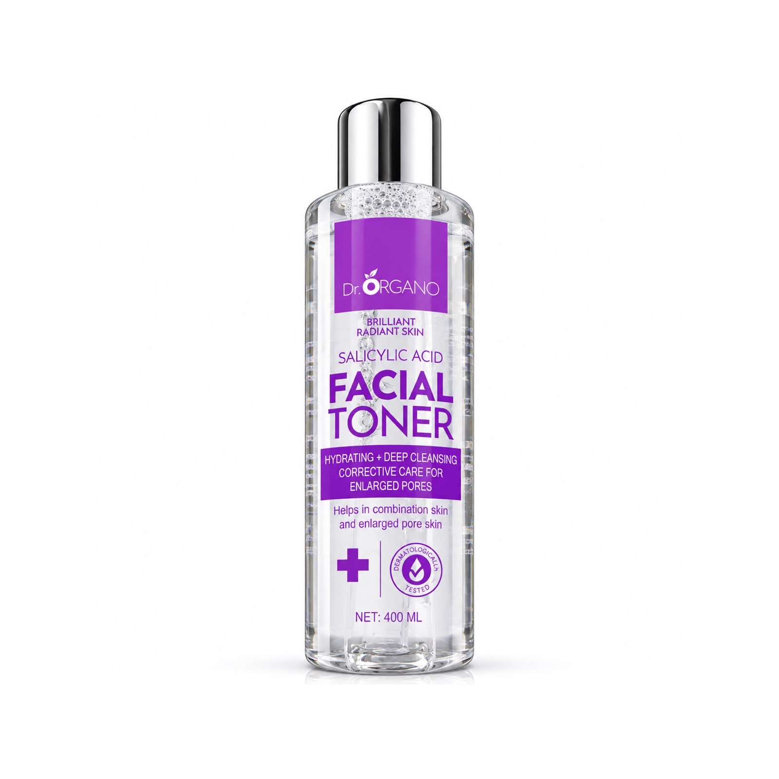 DR. ORGANO BRILLIANT RADIANT SKIN SALICYLIC ACID FACIAL TONER 400ml دكتور أورگانو تونر بحمض الساليسيليك للعناية بالبشرة