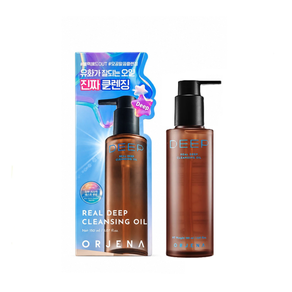ORJENA Real Deep Cleansing Oil 150ml  اورجينا غسول زيتي ينظف بعمق يذيب المكياج الثقيل والمقاوم للماء ويزيل الرؤوس السوداء