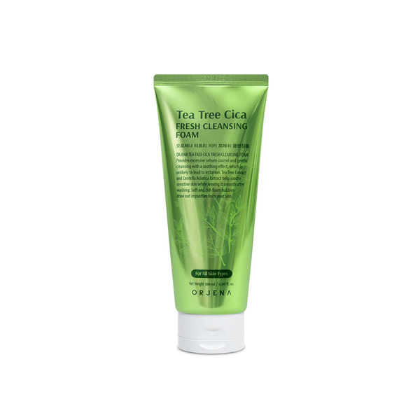 ORJENA Fresh Cleansing Foam For All Skin Types 180ml - Tea Tree Cica  اورجينا غسول رغوي بخلاصة  شجرة الشاي والسيكا ينظف البشرة والمسام ويساعد على تهدئتها 
