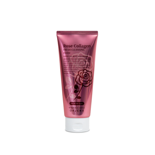 ORJENA Fresh Cleansing Foam For All Skin Types 180ml - Rose Collagen  اورجينا غسول رغوي بخلاصة الورد والكولاجين ينظف البشرة بلطف ويرطبها ويحسن مرونتها