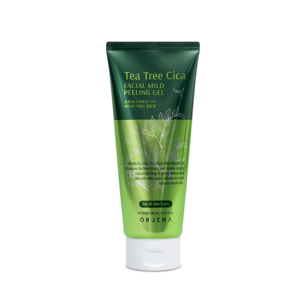 ORJENA Facial Mild Peeling Gel For All Skin Types180ml - Tea Tree Cica اورجينا جل تقشير لطيف للبشرة بخلاصة شجرة الشاي والسيكا يزيل الخلايا الميتة والشوائب والدهون الزائدة