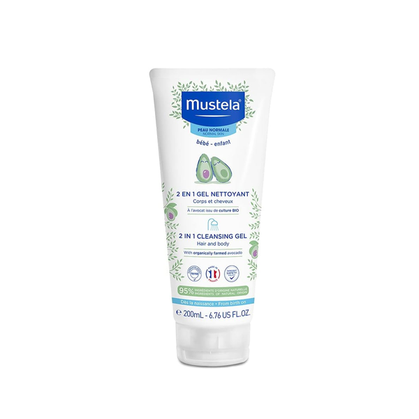 MUSTELA Baby 2 in 1 Cleansing Gel Hair and Body 200ml  موستيلا غسول جل منظف لجسم وشعر الاطفال