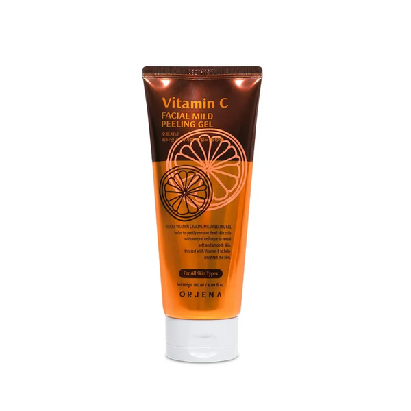 ORJENA Facial Mild Peeling Gel For All Skin Types180ml - Vitamin C اورجينا جل تقشير لطيف للبشرة بفيتامين سي يحسن ملمسها ويزيل الخلايا الميتة والشوائب والدهون الزائدة