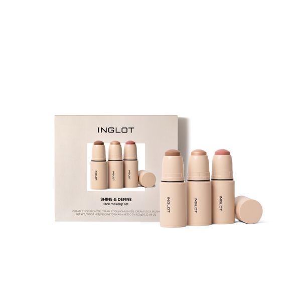 INGLOT SHINE & DEFINE FACE MAKEUP SET (Highlighter 311 + Bronzer 111 + Blusher 212)  انجلوت مجموعة مكياج متكاملة