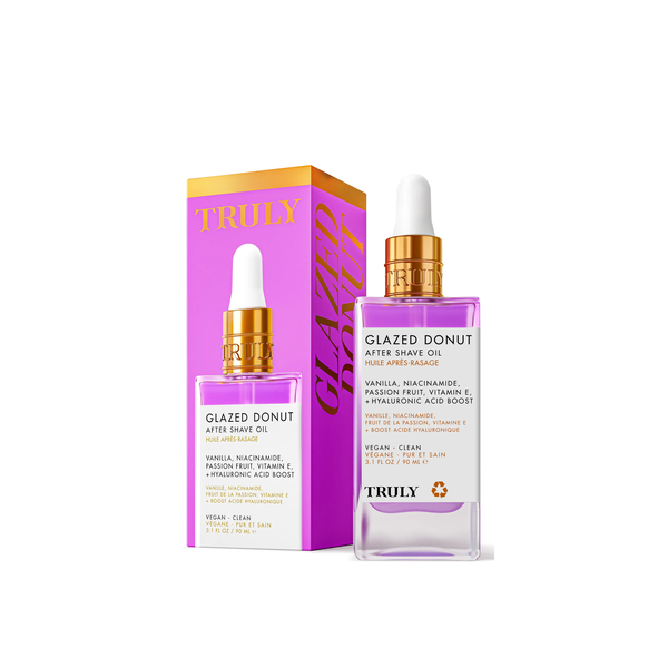 TRULY Glazed Donut After Shave Oil 90ml  ترولي زيت للعناية بالبشرة بعد الحلاقة، مصمم ليمنح البشرة إشراقة وترطيباً ونعومة فائقة