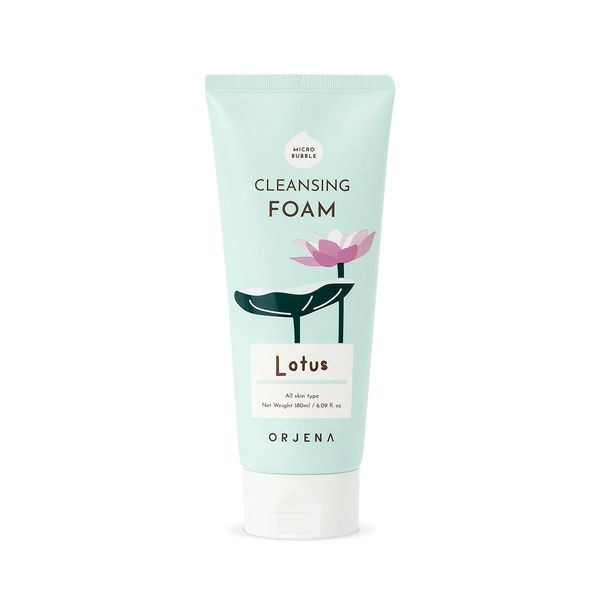 ORJENA Smile Day Cleansing Foam 180ml - Lotus  اورجينا غسول رغوي ينظف البشرة بلطف ينقي المسام ويحسن ملمسها غني بخلاصة اللوتس