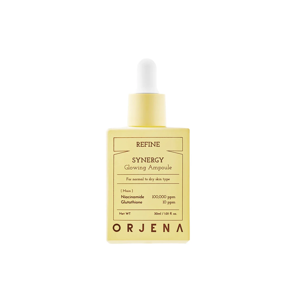 ORJENA Refine Synergy Glowing Ampoule 30ml  اورجينا امبول سيروم مرطب غني بالنياسيناميد يوحّد لون البشرة ويقلل مظهر التصبغات والبقع الداكنة