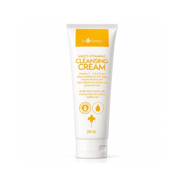 DR. ORGANO MULTI-VITAMINS CLEANSING CREAM 200ml دكتور أورگانو غسول كريمي منظف للبشرة بخلاصة الڤيتامينات المتعددة