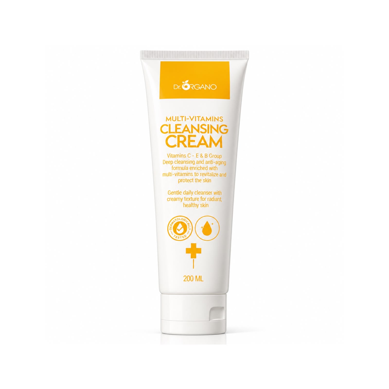 DR. ORGANO MULTI-VITAMINS CLEANSING CREAM 200ml دكتور أورگانو غسول كريمي منظف للبشرة بخلاصة الڤيتامينات المتعددة