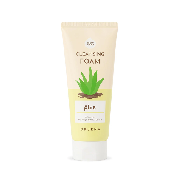 ORJENA Smile Day Cleansing Foam 180ml - Aloe  اورجينا غسول رغوي يرطب ويهدئ البشرة الحساسة والمتهيجة غني بخلاصة الألوفيرا