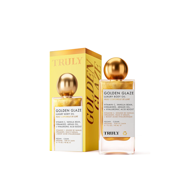 TRULY Golden Glaze Luxury Body Oil 90ml  ترولي زيت جسم فاخر يمنح البشرة ترطيباً عميقاً ولمعاناً مشرقاً يدوم