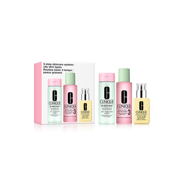 CLINIQUE 3-Step Skin Care System for Oily Skin (200ml + 200ml + 125ml) كلينيك مجموعة العناية بالبشرة الحساسة 