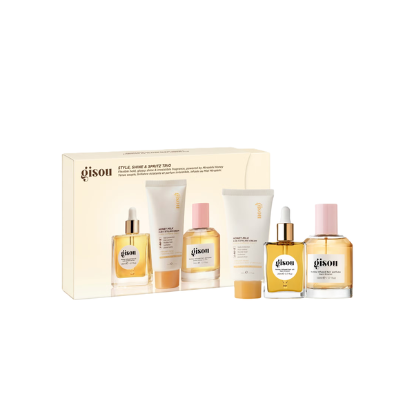 GISOU Style, Shine & Spritz Trio (Hair Cream 50ml + Hair Oil 20ml + Hair Perfume 50ml)  جيسو مجموعة مكتاملة للعناية بالشعر