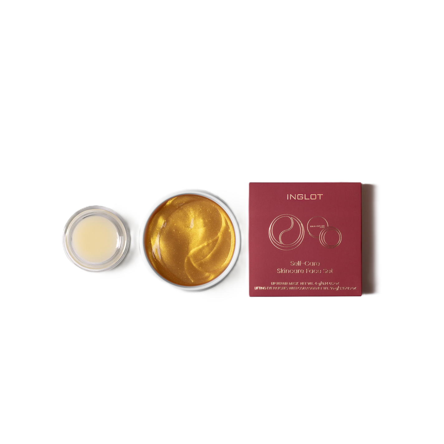 INGLOT Self-Care Skincare Face Set (Lip Mask 4g + Eye patches 95g)  انجلوت مجموعة العناية بالعينين والشفاه
