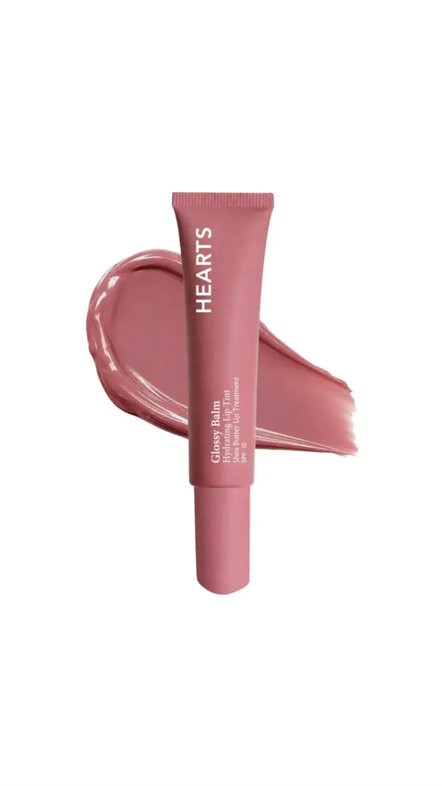HEARTS GLOSSY BALM HYDRATING LIP TINT SHEA BUTTER LIP TREATMENT هارتس تنت ملون وملمع للشفاه 
