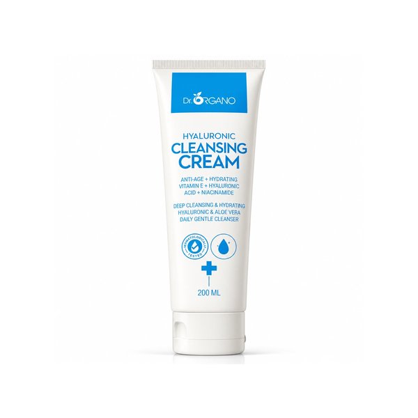 DR. ORGANO HYALURONIC CLEANSING CREAM 200ml دكتور أورگانو غسول كريمي منظف للبشرة بخلاصة حمض الهيالورونيك والالوڤيرا